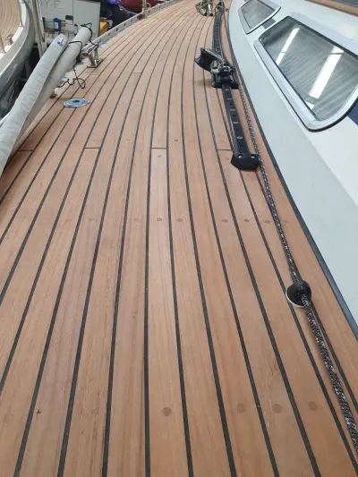 A photograph of a teak deck made with wood from Easterwoods