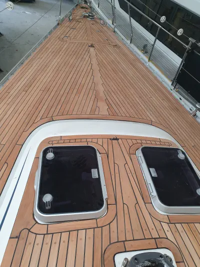 A photograph of a teak deck on a yacht made with wood from Easterwoods