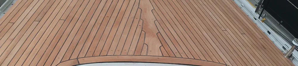 A top down view on a teak deck made with wood from Easterwoods
